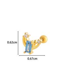 Toppiercing 1pc Fashionable Minimalist Copper Zirconia Star Moon Flower Screw Thread Titanium Steel Cartilage Earring, Ear Bone Piercing Jewelry