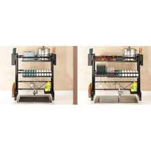 Organizador expandible para fregadero de cocina, Rejilla multifuncional para secar platos, Estante para almacenar tazones y platos en la encimera - negro - Ver 7