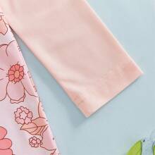 Toddler Baby Girl One Piece Swimsuit UPF 50+ Sun Protection Long Sleeve Rash Guard Bathing Suit Swimwear Sunhat Set - Baby Pink - View 6