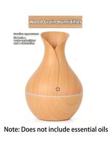 USB Humidifier Set (Includes 2 Bottles Of Essential Oils), Wooden Grain Creative Humidifier, Essential Oils Add Fragrance, Valentine's Day Gift