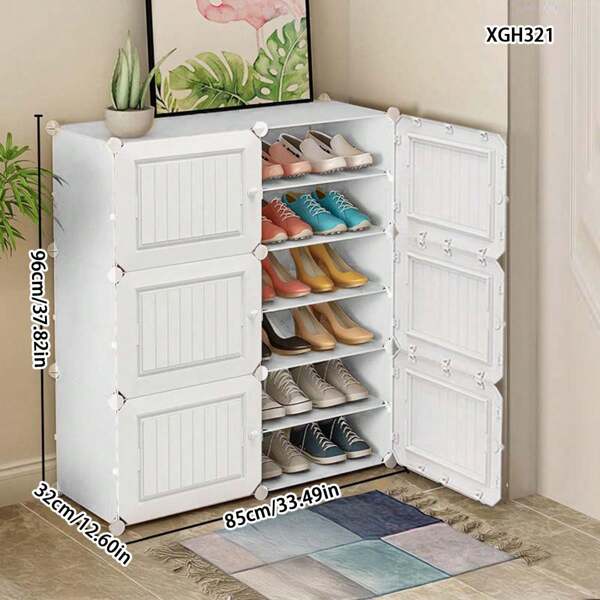 Multi-Layer High Capacity Dust-Proof Storage Cabinet, Foldable Shoe Rack For Bedroom, Living Room, Hallway Home Use