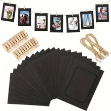 1 Set Photo Frame With Clips, Banner Wreath For Home Decor (10 Frames + 10 Clips + 1 Rope), Handmade Craft And Sewing Supplies, Party Decorations For Spring, Summer, Autumn, Winter, No Power Source Required, No Batteries, No Feathers