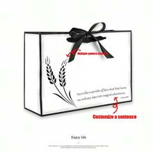 1 pezzo Borsa a tracolla bianca, sfondo bianco con linea nera, dettaglio fiocco, borsa regalo per stampa logo e testo, adatta per abbigliamento