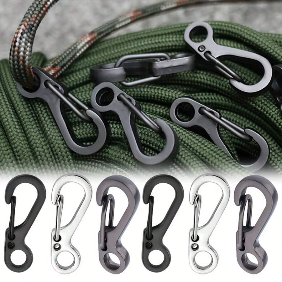 5/10/20Pcs/Lot Mini Carabiner Camping Survival Climbing Spring Backpack Clasps Keychain Paracord Tactical Gear Hooks Key Chain - Black - View 1