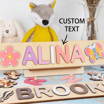 1 pieza Tabla de rompecabezas con nombre personalizado de madera de haya, regalo de Pascua, rompecabezas con nombre, regalo de primer cumpleaños, tabla de rompecabezas con nombre de madera personalizada, tabla de rompecabezas con nombre única, juguete de aprendizaje temprano para niños o niñas
