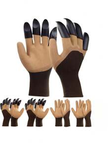 1pair Gardening Gloves, Thorn-Proof, Waterproof, With Claws, Abrasion-Resistant, Soil-Loosening, -Pulling, And Seed-Planting Protective Gloves For Farming And Gardening