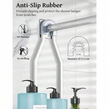 YASONIC Shower Caddy Hanging - Never Rust Shower Organizer - Aluminum Over The Shower Head Caddy With 10 Hooks For Razor Sponge - Shower Rack With Soap Basket - Silver - 如圖 - 查看 5