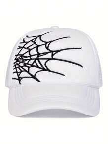 1pc Y2K Style Embroidered Spiderweb Strap Mesh Trucker Cap, Breathable Adjustable Golf Sun Hat For Men And Women, Summer Fashion Brimmed Sun Cap - Baseball Cap - View 9