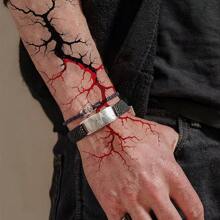 1 pieza Tatuaje temporal impermeable con diseño de relámpago rojo, de larga duración - Negro - Ver 3