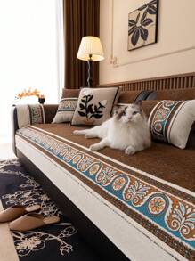 1 Pieza de cojín de sofá de chenilla de moda, material de chenilla suave y pegajoso, de lujo ligero, simple y atmosférico, de textura lujosa y de alta gama, a prueba de polvo, antideslizante, anti arañazos de gato, funda de sofá universal para todas las estaciones, decorativa y protectora de sofá, adecuada para dormitorio, sala de estar, estudio, oficina y coche