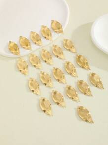 21pcs Fashionable High-End Textured Leaf Single Hole Earring Findings - Brass - View 3