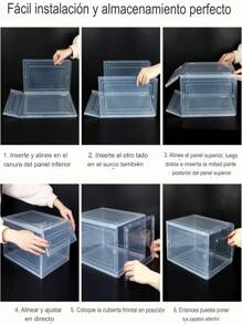 Caja  Apilable Transparentes Para Zapatos Caja Organizadora -caja organizadora de clóset, fácil de poner en el montaje, cajas de zapatos de plástico transparente apilables, cajones para exhibición de tenis - transparente - Ver 10