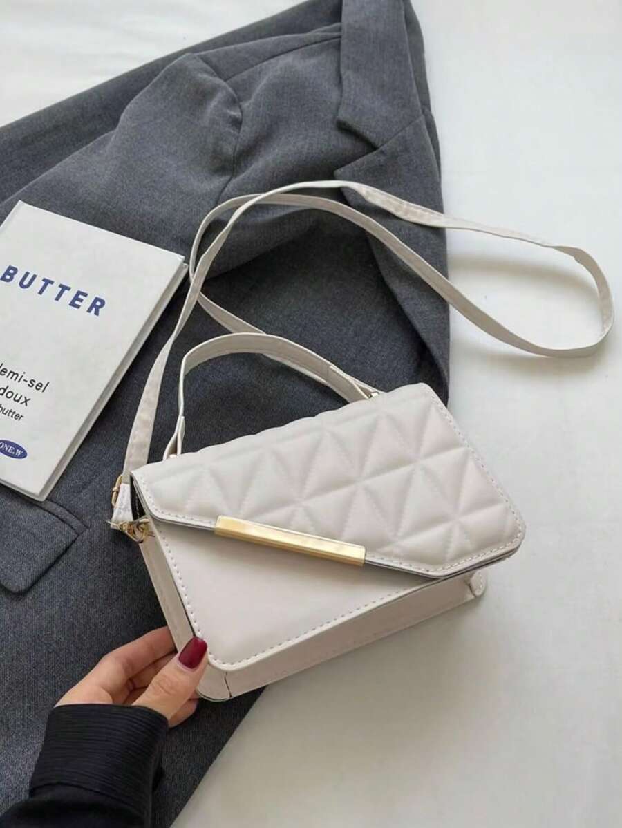 精致优雅的便携式迷你时尚翻盖顶部手柄包，配有可调节肩带，适合女性，适合女士，适合女性、妈妈和女朋友的最佳个性化礼物 - 白色 - 查看 1