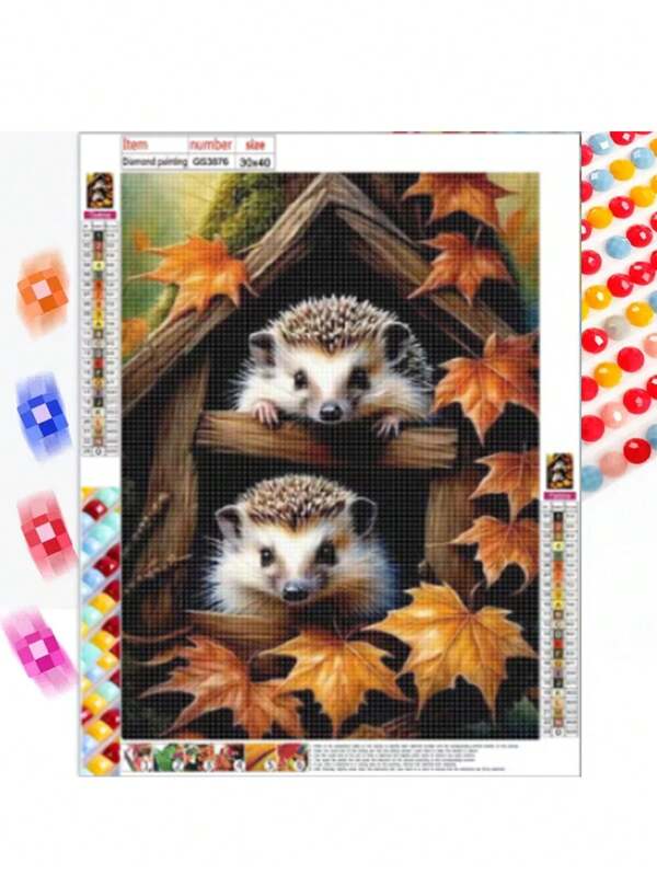 Kit de peinture diamant 5D Décoration hérisson de forêt tout-en-un