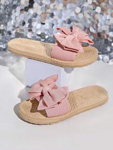 Sandali casual da donna con decorazione a fiocco, cinturini, leggeri e comodi, ciabatte da spiaggia per interni/esterni
