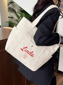 LICVIC 1/2 piezas de latas bordadas personalizadas, bolso de mano personalizado, bolsa de hombro personalizable de gran capacidad, mochila personalizada para mujeres, para el trabajo, viajes, colegas, estudiantes, libros, portátil, multifuncional, versátil, ligero, práctica, 32x31x10cm, negro/blanco, útiles escolares, vuelta al colegio, regalo escolar, oficina, escuela, dormitorio, universidad, aula, adolescentes, universitarios, secundaria, preparatoria, primer año, segundo año - Multicolor - Ver 5