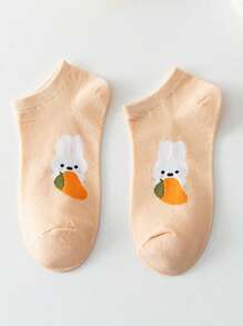 6 Pairs/Pack For Ladies, Cute And Sweet Japanese Style Bunny Mango Lemon Low-Top Shallow Socks, Student Girl Style Socks - Multicolor - View 7