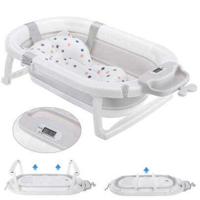 Ultimate Portable Ergonomic Baby Bathtub With Integrated Temperature Gauge, Soft Cushion Bath Pad, And Net: The Ideal, Compact Solution For Bathing Newborns To Toddlers (0-36 Months) Anywhere