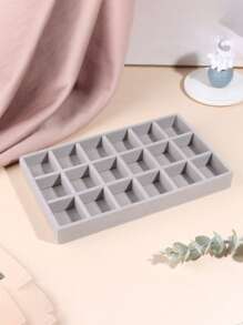 Luxury Soft Gray Velvet Jewelry Tray, Suitable For Rings, Earrings And Necklaces - Made Of Nylon, Elegant Tabletop Storage Display With Compartments For Earrings, Hoops And Gems, Jewelry Storage Organization Back To School
