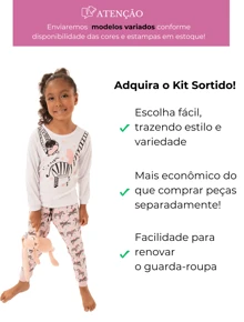 8 Pieces Of Assorted Long Sleeve Children's Pajamas For Girls - 4 T-Shirts + 4 Pants - 彩色 - 查看 6