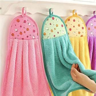 5/3/1 件水果印花手巾、毛巾、洗碗布、吸水柔软浴室巾、随机颜色、悬挂设计家居浴室装饰秋季装饰返校洗碗布厨房巾