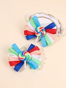 2pcs Rainbow Lollipop Hair Bows For Women Girls Rainbow Grosgrain Ribbon Bow Alligator Clips Cute Lollipop Bow Hair Clips Birthday Holiday Gifts Bow Barrettes Girls Pigtail Bow Hair Clips Women Hair Accessories
