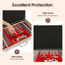 Rainaut Test Lens Set Of 266pcs For Optical Measurement, Including Glasses Lenses For Optometrists, With An Optometry Test Frame Suitable For MRI, Ideal For Opticians And Eye Clinics. - Silver+Red - View 2