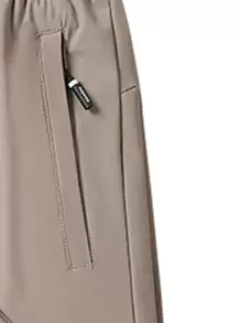 男友风格男士宽松轻便运动裤，带拉链口袋，1 条冰丝弹力速干抽绳，适合徒步、慢跑、骑自行车、户外健身