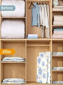 1/2pcs Blue Daisy Printed Manual Vacuum Storage Bags, Suitable For Clothes, Blankets And Quilts - Space Saving, Dustproof, Moisture-Proof, Transparent Plastic Storage Bags, Fit For Home And Travel, Clothing Storage Bags - Multicolor - View 2