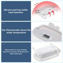 Ultimate Portable Ergonomic Baby Bathtub With Integrated Temperature Gauge, Soft Cushion Bath Pad, And Net: The Ideal, Compact Solution For Bathing Newborns To Toddlers (0-36 Months) Anywhere - 白色 - 查看 5