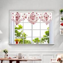 1PC Mother's Day Embroidered Heart Kitchen Curtain Valance - Hand Craft Hollow-Out Design, Rod Pocket Window Treatment For Living Room, Bedroom, Bathroom Decor, 150x37cm, Mother's Day Ideal Gift Gifts Birthday Graduation
