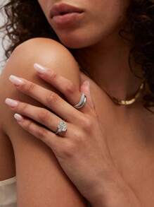 Sold Separately Unique Minimalist Luxury 925 Sterling Silver Fine Jewelry Stackable Wave Zirconia Rings For Women Daily Wear