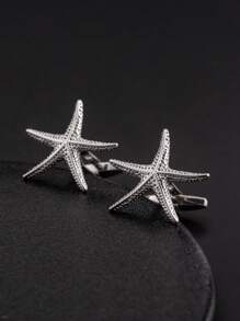 1 Pair Stainless Steel Creative Personalized Starfish Shaped Cufflinks, Men's Party Gift Option - Multicolor - View 7