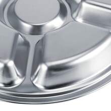 Lot de 5 plateaux de service ronds en acier inoxydable 304 épais à 5 sections pour enfants