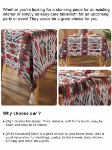 1 Pc Bohemian Style Polyester Tablecloth, Suitable For Camping, Restaurant, Bedroom Decor