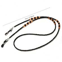 1 件黑色和黄色仿珍珠串珠眼镜链 - 时尚眼镜挂链配件，适合外观