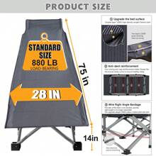 IKLAREWV Folding Camping Cot W/Mat For Adults, Heavy Duty Outdoor Bed With Carry Bag,1200 D Layer Oxford Travel Camp Cots 75x28IN