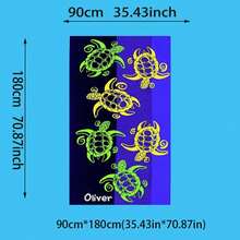 1 件海洋系列动物图案沙滩巾，个性化柔软舒适毛绒沙滩巾 - 彩色 - 查看 25