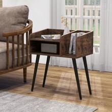 Mid Century Modern Nightstand End Table With Open Shelves - Brown - View 7