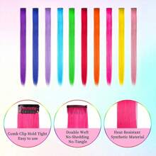 10 Stücke Bunte Regenbogen Haarverlängerungen, je dunkler die Färbung, desto heller der Leuchtstoff, für Frauen, gerade Clip-In Haarverlängerungen für täglichen Gebrauch, Kostümpartys, Cosplay, Y2K Stil, Mode Party, Geburtstaggeschenk für Frauen
