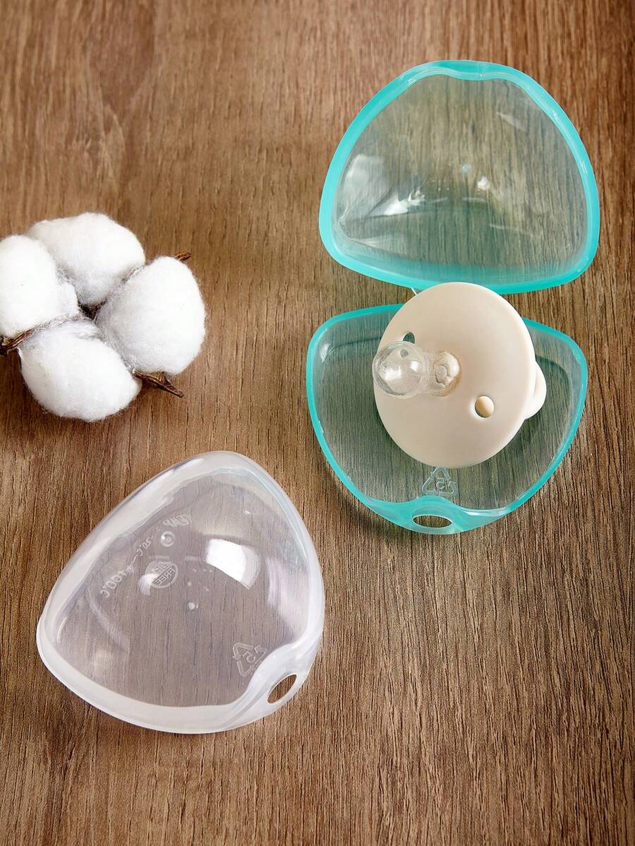 Triangle Soother Holder Storage Box, Portable Baby Pacifier Dust Proof Container (Random Style/Color), Sold 1pc/2pcs/3pcs/4pcs Set, Pacifier Not Included - Clear - View 1