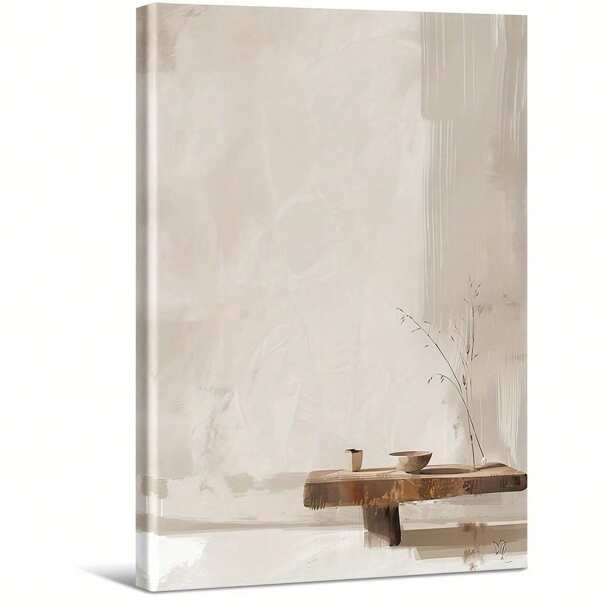 Si tratta di una dimora minimalista con vasi e rami. Grande dipinto a olio con cornice in legno, decorazione per la casa, dipinto a parete, camera da letto, bagno, soggiorno, ufficio, cucina, regali di Natale - 1 pezzo
