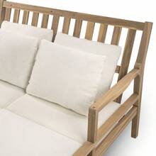 MERAX Outdoor Daybed, Patio Daybed With Four Pillows, Wooden Outdoor Bed With Curved Armrests For Poolside, Backyard, Garden (Light Teak+Beige Cushion) (Gray+Beige Cushion) - Light Teak+Beige Cushion - View 11