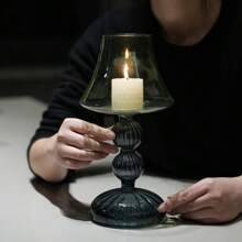 1 pezzo Portacandela in vetro di stile nordico, porta-candela per decorazione e atmosfera d'interni, leggero e di lusso, adatto per casa e feste