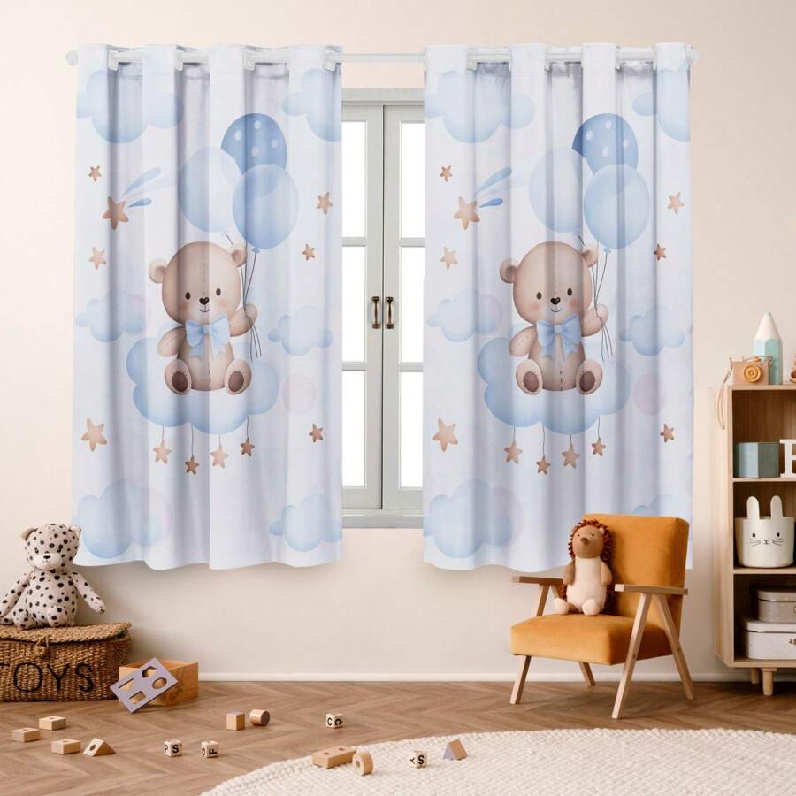 Children's Curtain Encantos 2.00 X 1.50 Decoration, Baby Room, Baby, Girl, Boy - 米色 - 查看 1