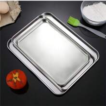 1 Pieces 3 Pieces Of Stainless Steel Square Multi-Functional Flat Base / Plate / Tray, Mini Version, 10.43 Inches * 8.07 Inches * 0.47 Inches (Large) / 10.43 Inches* 6.1 Inches * 0.47 In (Medium) / 8.93 Inches * 5.7 Inches * 0.47 Inch (Small), Depth / Height 1.2 Cm / 0.47 Inches, Tiramisu Multi-Functional Flat Base, Cold Noodle Steamed Rice Plate