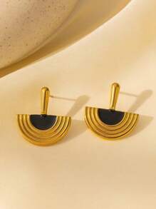 1 Pair Vintage Egyptian Style Black Gold Delicate Earrings, Unique Small Niche Retro Earrings, Light Luxury Earrings With Design Feel