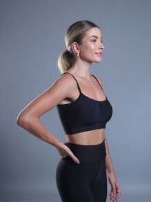 FITNESS TOP WITH NON-TRANSPARENCY STRAPS AND HIGH SUPPORT - Black - View 3