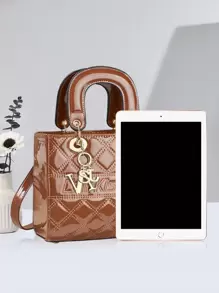 Elegant Diamond Quilted Women's Shoulder Bag And Casual Crossbody Bag - Perfect For Daily Commuting, Diamond Embroidered Bag, Mobile Phone Bag, Coin Wallet Handbag, Ideal Gift Choice - Coffee Brown - View 3