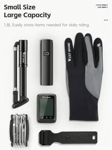 Bolsa de sillín de cáscara dura para bicicleta WEST BIKING de 1.8L - Bolsa de montar para bicicleta de ruta y de montaña - Accesorios de bicicleta bolsa de cola - Negro - Ver 4